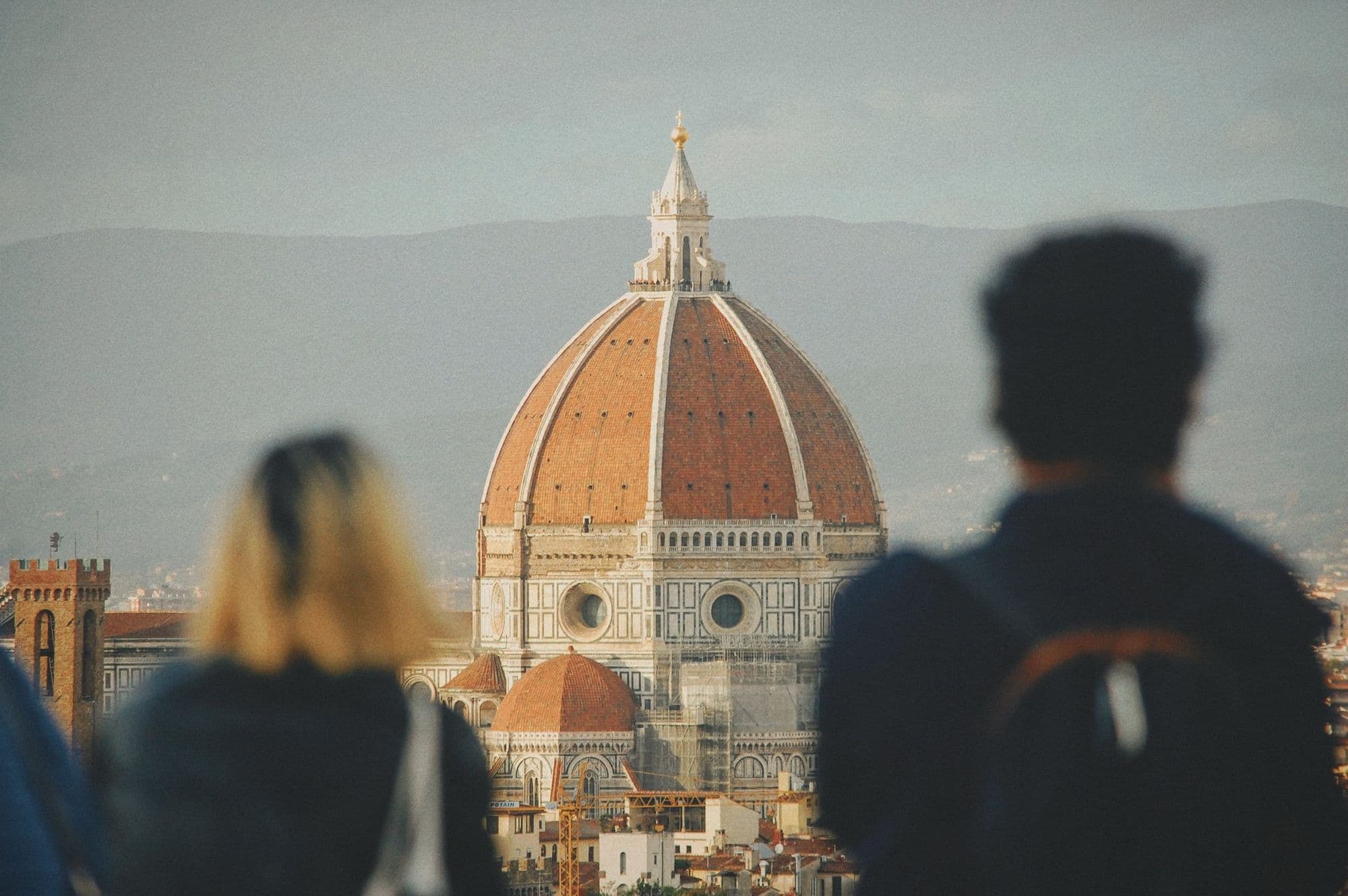 Two friends looking out at the Duomo in Florence