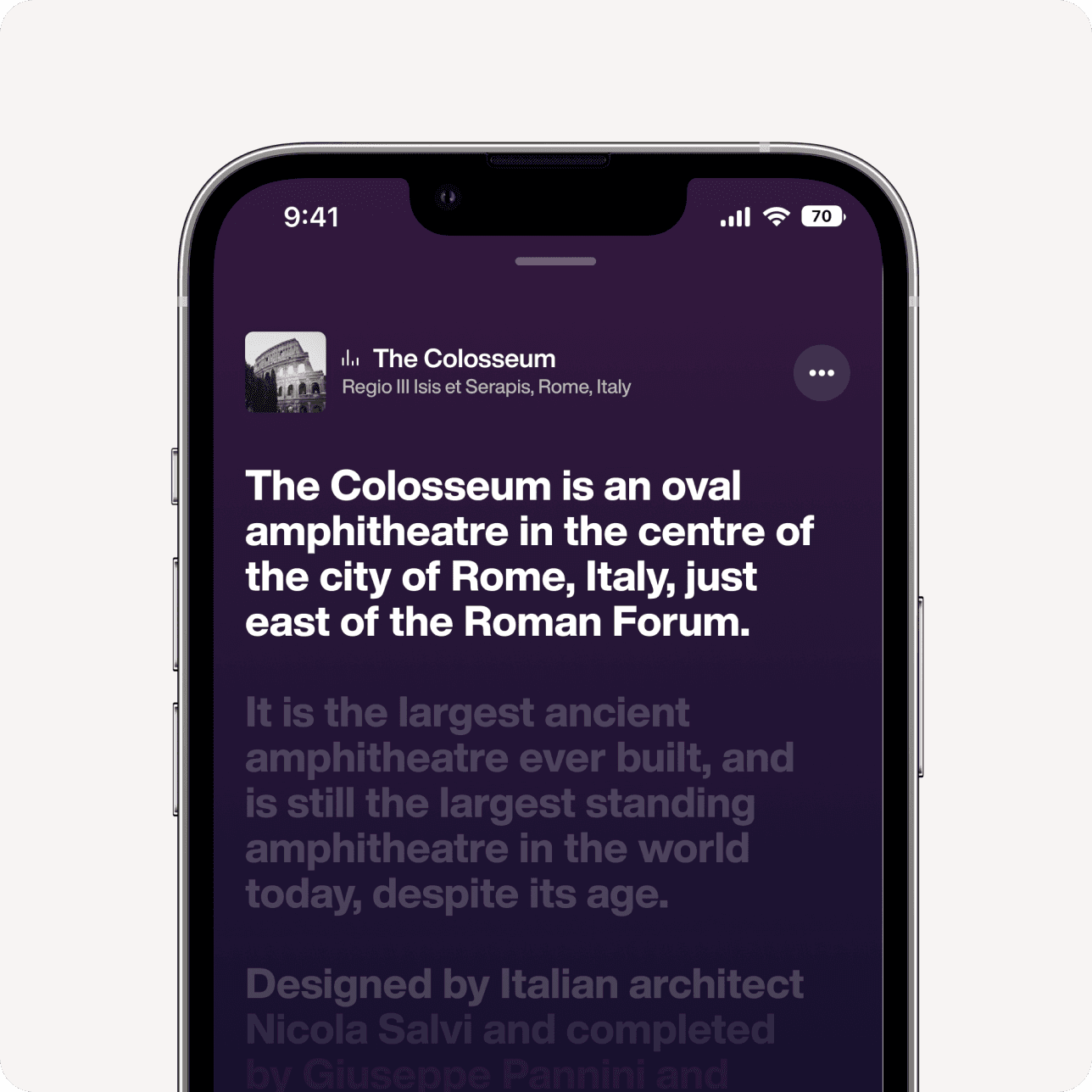 Colosseum audio tour transcript on phone